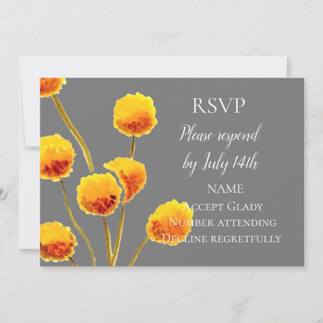 Wedding RSVP Australian wildflower watercolor Invitation (Front)