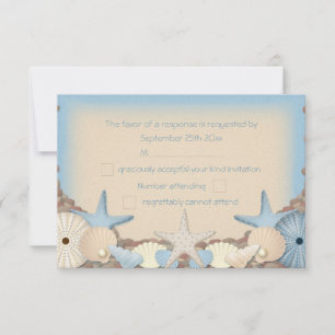 Wedding RSVP Beautiful Tropical Beach Shells Card