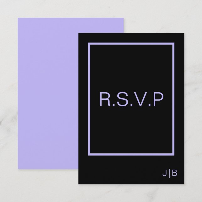 Wedding RSVP  black and lavender CARD (Front/Back)