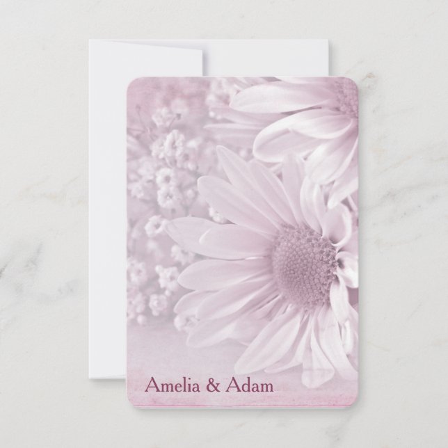 wedding RSVP blush daisy bouquet (Front)