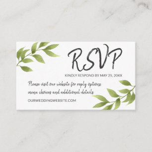 Wedding RSVP Botanical Watercolor Willow Wreath Enclosure Card
