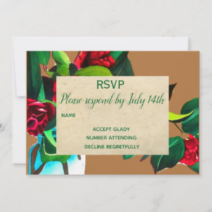 Wedding RSVP camellia floral country rustic Invitation