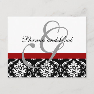 Wedding RSVP Card Damask with Dinner Choices
