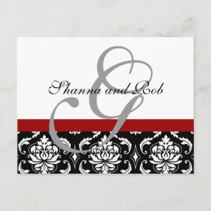 Wedding RSVP Card Damask with Menu Choices