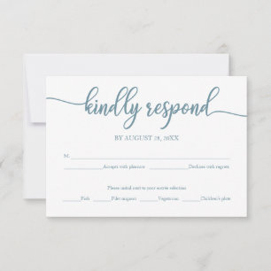 Wedding RSVP Card Dusty Blue Calligraphy