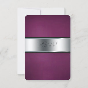 Wedding RSVP Card, Elegant Burgundy and Silver