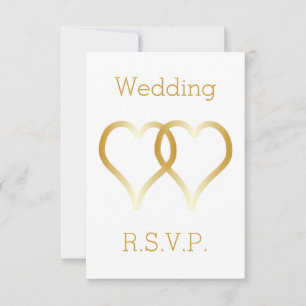 Wedding RSVP Card Gold Hearts