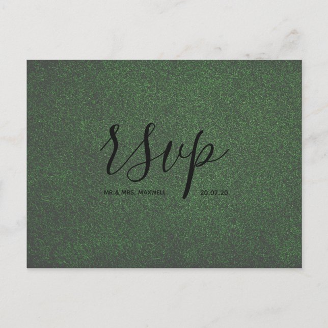 Wedding Rsvp card | Green Grass Script Postcard (Front)