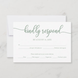 Wedding RSVP Card Green Sage Calligraphy