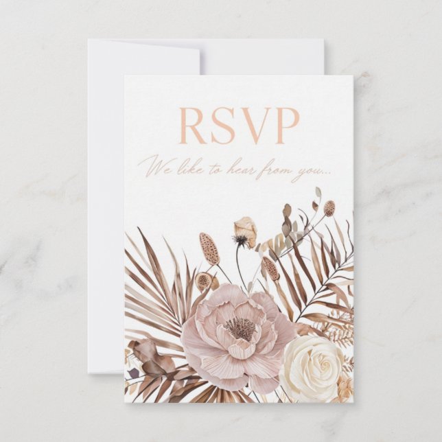 Wedding RSVP Card Minimal Botanical Response Card (Front)