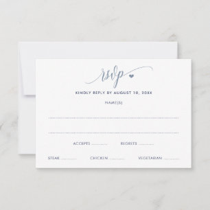 Wedding RSVP Card Modern Fun Dusty Blue