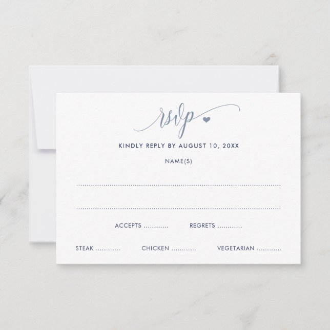 Wedding RSVP Card Modern Fun Dusty Blue (Front)