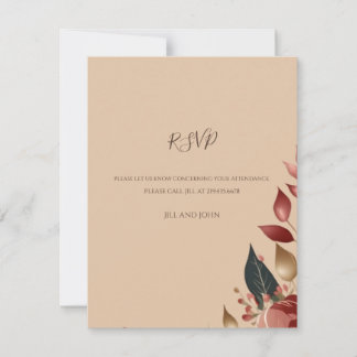  Wedding RSVP Card Modern Tropical Rose
