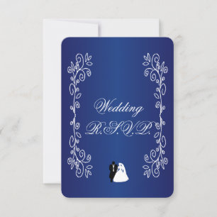 Wedding RSVP Card Royal Blue Coloured Bride Groom