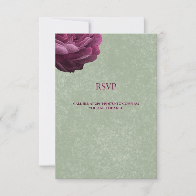 Wedding RSVP Card | Sage Green Response Card (Front)