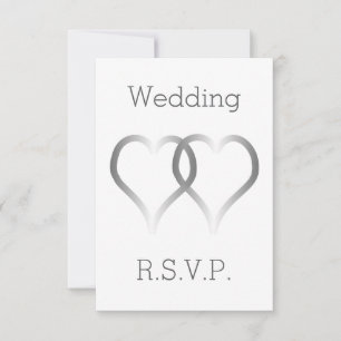 Wedding RSVP Card Silver Hearts