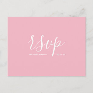 Wedding Rsvp card Simple Pink Script Postcard
