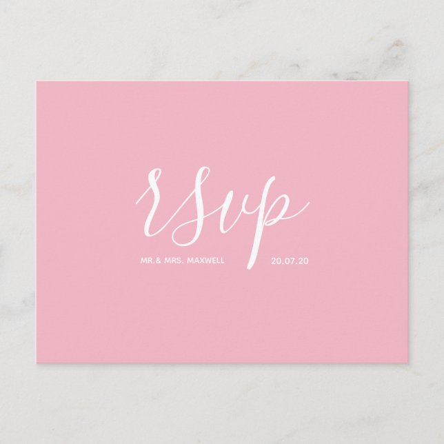 Wedding Rsvp card | Simple Pink Script Postcard (Front)