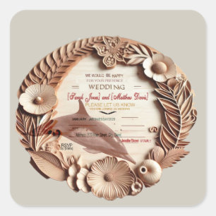 wedding rsvp card square sticker