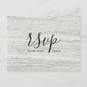 Wedding Rsvp card   Stone Texture Script Postcard
