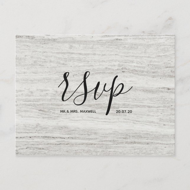 Wedding Rsvp card | Stone Texture Script Postcard (Front)