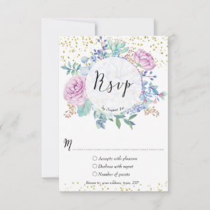 wedding rsvp card succulents cactus floral gold