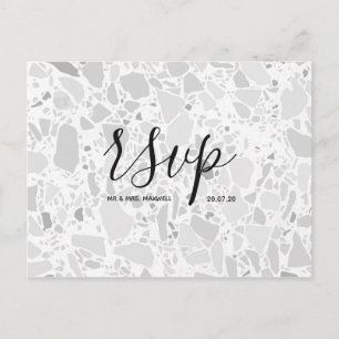 Wedding Rsvp card   Terrazzo Script Postcard