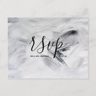 Wedding Rsvp card   White Artwork Script Postcard