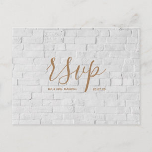 Wedding Rsvp card   White Brick Script Postcard