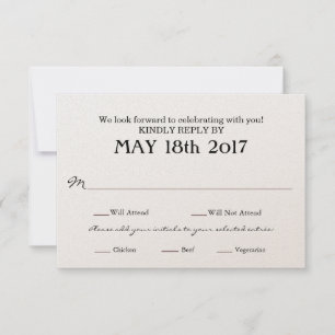 Wedding RSVP Card with MEAL selections
