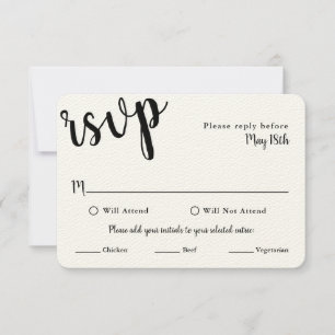 Wedding RSVP Card with MEAL selections