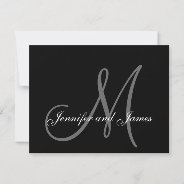 Wedding RSVP Card with Monogram and Names Back (Front)