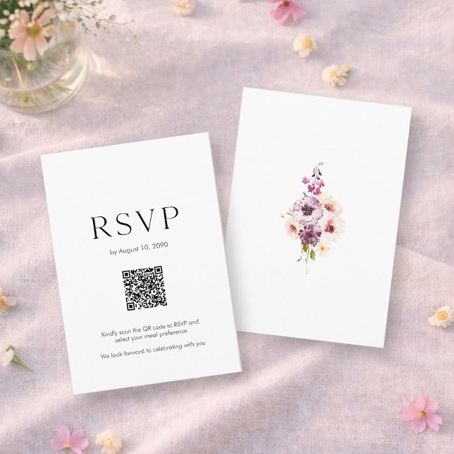 Wedding RSVP Card with QR Code | Elegant Floral (Creator Uploaded)