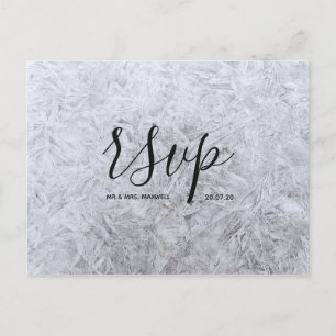 Wedding Rsvp card Wood Texture Script Postcard