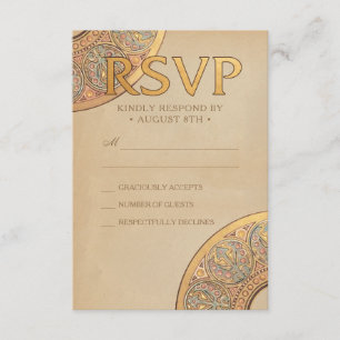 Wedding RSVP Cards Gold Nouveau Deco