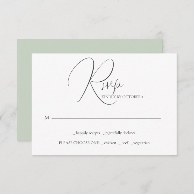 Wedding RSVP Cards Minimalist Calligraphy  (Front/Back)