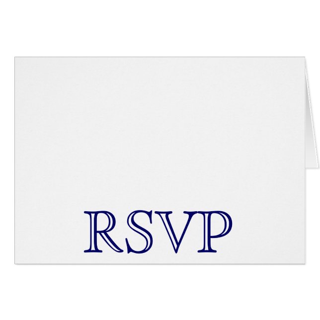 Wedding RSVP Cards Navy Blue and White (Front Horizontal)