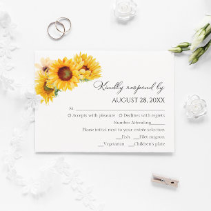 Wedding rsvp Cards   Sunflower Autumn Fall 