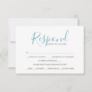 Wedding RSVP Cards Template Turquoise Blue
