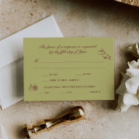 Wedding RSVP Chartreuse Burgundy Illustrated