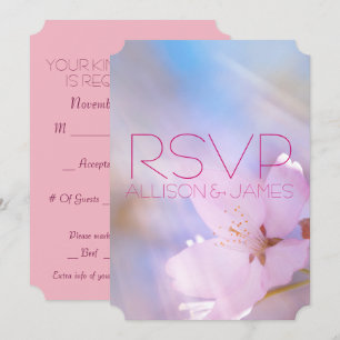 Wedding RSVP cherry blossom customisable Invitation