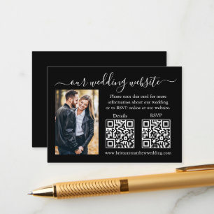 Wedding RSVP Details Photo 2 QR Black Enclosure Card