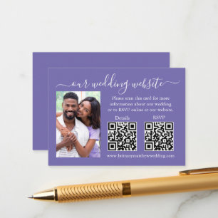 Wedding RSVP Details Photo 2 QR Periwinkle Enclosure Card