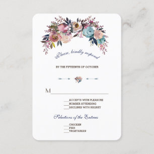 Wedding RSVP Dusty Blue Misty Rose Bouquet