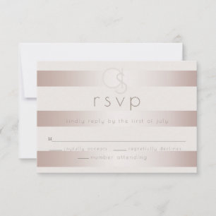 Wedding RSVP Elegant Modern Blush Pearl Stripes