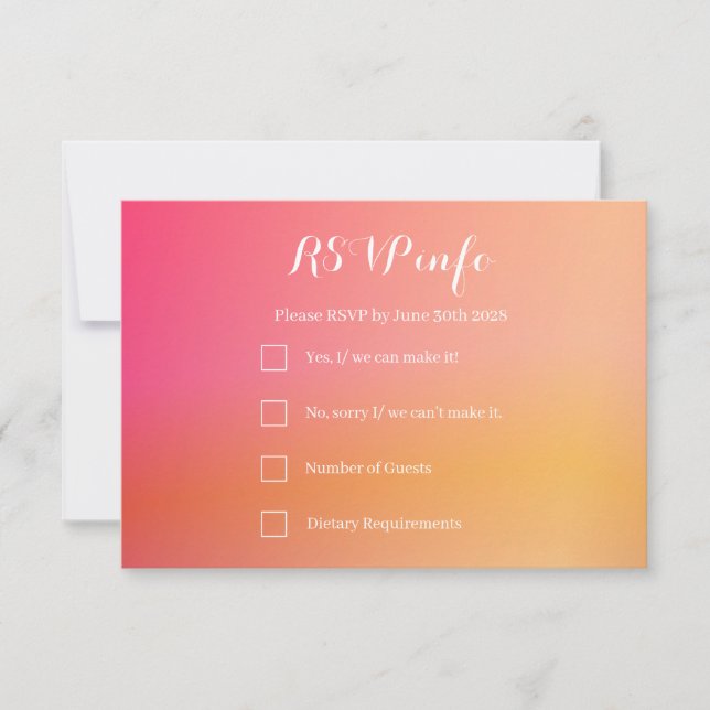 Wedding RSVP Elegant Orange Peach Ombre (Front)