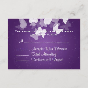 Wedding RSVP Elusive Butterflies Purple
