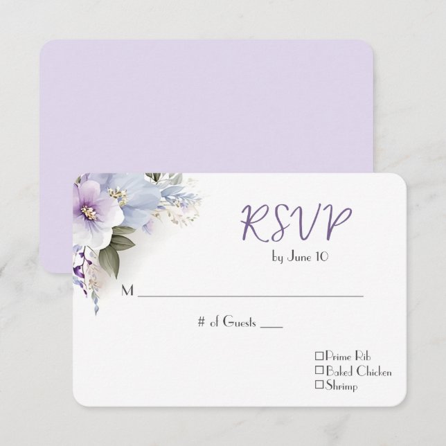 Wedding RSVP Floral Bouquet Card (Front/Back)