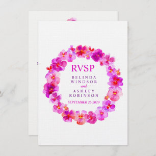 Wedding RSVP floral wreath pansy pink Invitation
