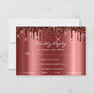 Wedding RSVP Gold Drips Burgundy Bridal Shower Card